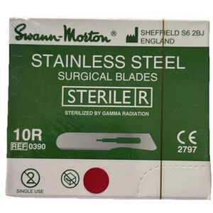 Swann-Morton #10R Surgical Blades 100 Pack, Stainless Steel Blade 0390 Authentic